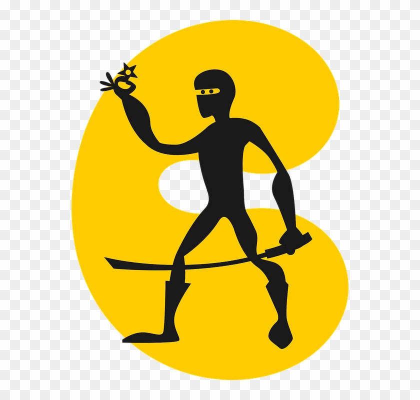 Man, Silhouette, Cartoon, Stars, Ninja, Sword, Fighter - Cartoon Ninja #358986