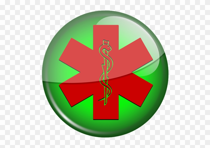 Red Star Of Life Green Button Clip Art Image - Star Of Life Red Life #359253