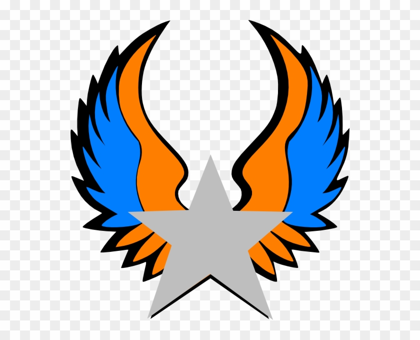Orange And Blue Star Wings Clip Art - Star With Wings In Blue #359328