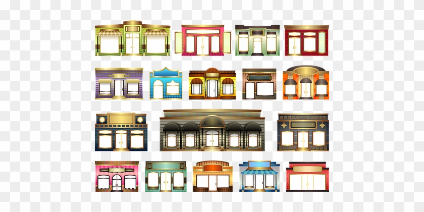 Stores Store Fronts Set Building Window Do - Devantures Magasins #359838