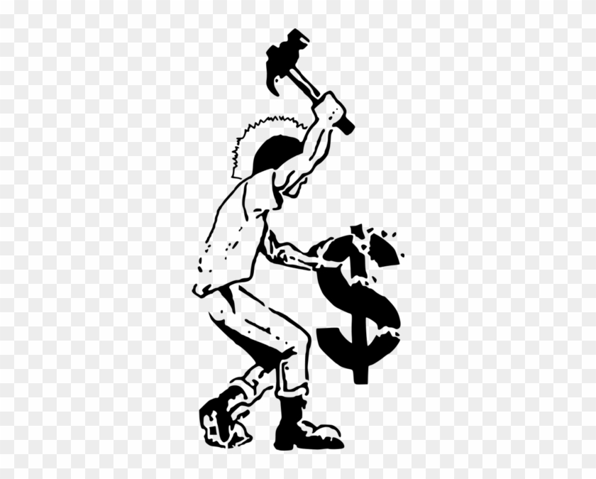 Boy Punk Destroying Dollar Sign - Capitalism Clipart #359878