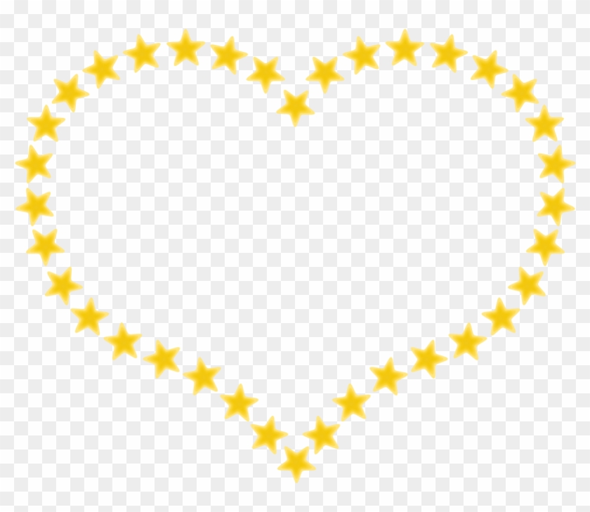 Heart Shaped Border With Yellow Stars - Star Heart Png #360027