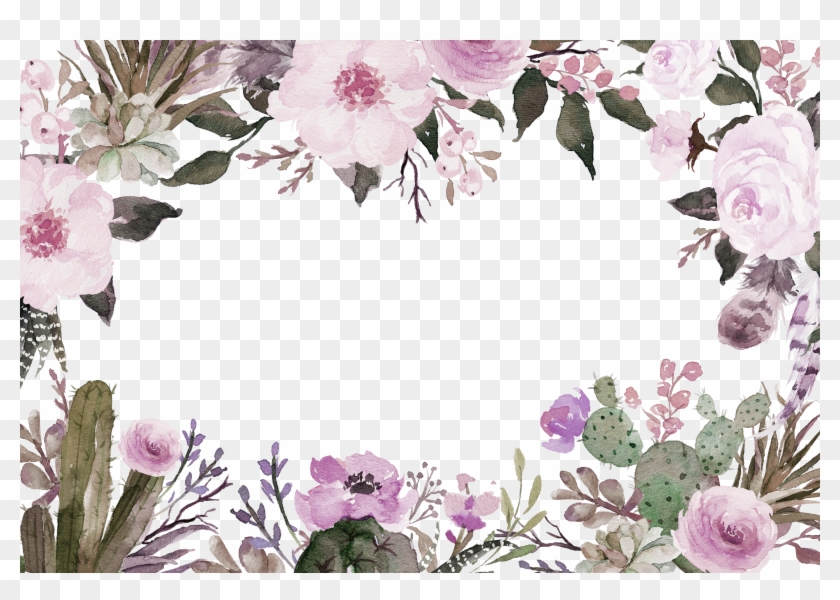 Cut Flowers Watercolor Painting - Transparent Spring Watercolor Border #360073