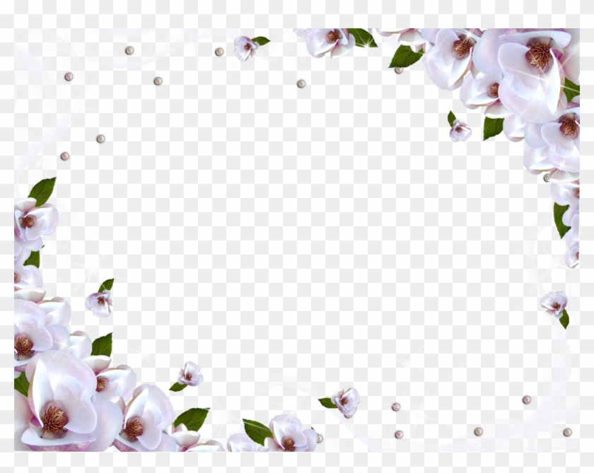 Green Flower Rings Wallpaper Border Free Wallpaper - White Flower Frame Png #360083