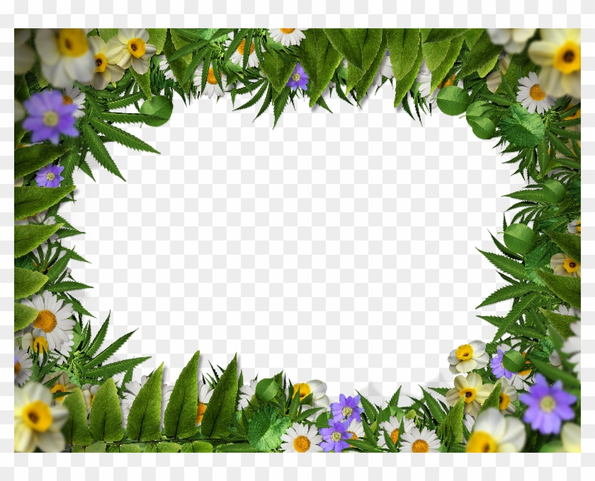 Flower Frame Border Png With Green Leaves Background - Transparent Background Leaf Border #360156