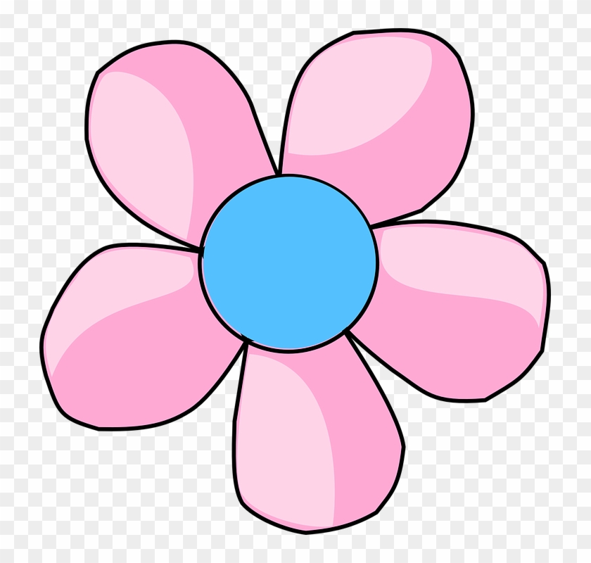 Five Clipart Flowery - Flower With Five Petals Clipart #360209