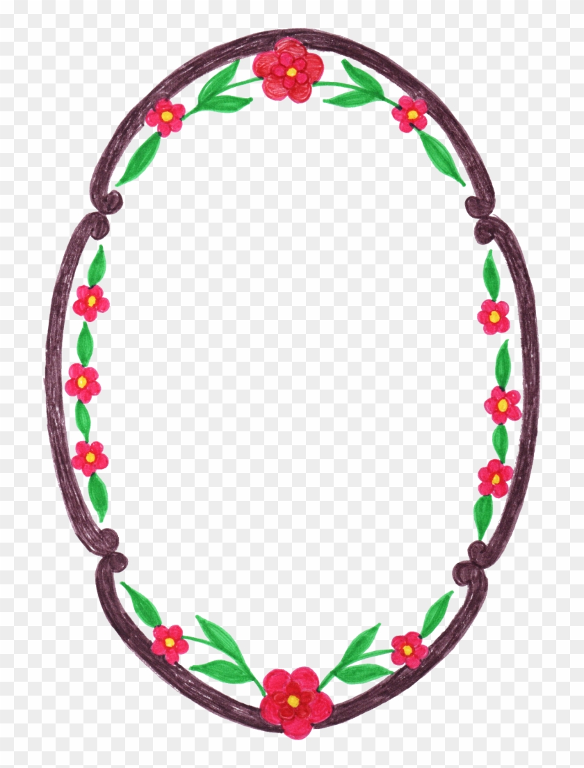 1442 × 2069 Px - Flower Frame Oval #360222