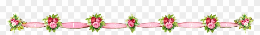 Digital Flower Border Downloads - Retro Girly Rosa Rosen Und Polka-punkte Keramikfliese #360464