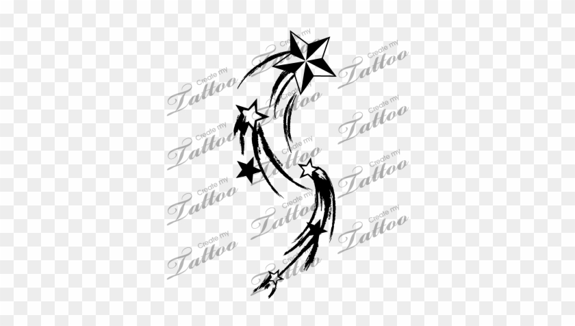 Shooting Stars - Cross With Cancer Ribbon Tattoo #360550