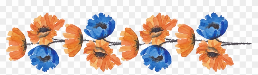 Border Flowers Cut Flowers - Orange And Blue Flower Border #360622