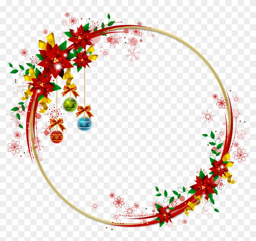 Round Transparent Png Gold Christmas Photo Frame With - Christmas Frame .png #360737