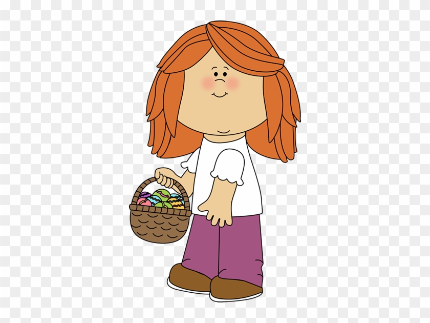 Girl Holding An Easter Basket - Girl With Basket Png #361041