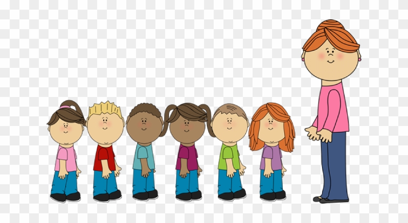 Students In Line With Teacher - Walking In Line Clipart #361044