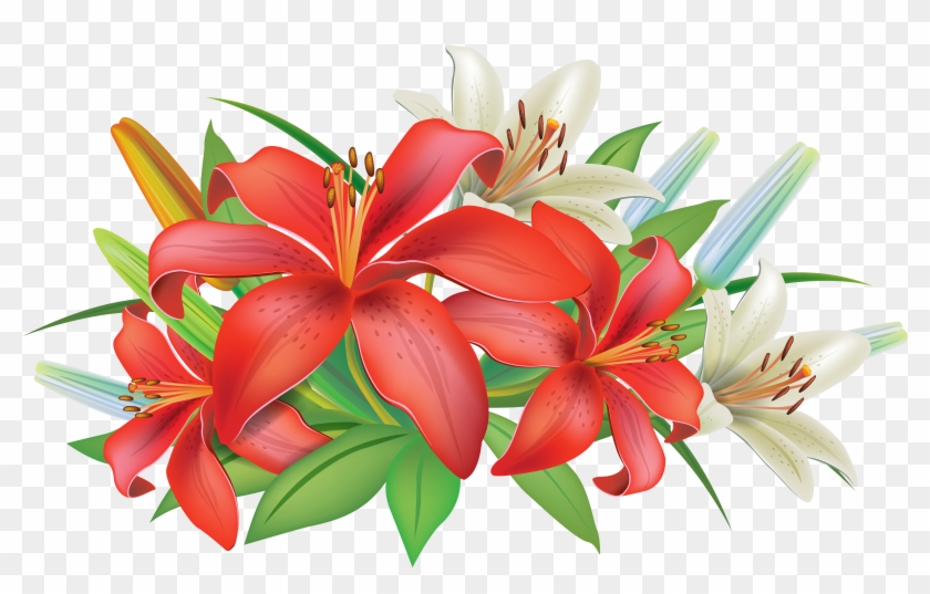 Red Flower Clipart Decorative - Lily Flower Png #361066