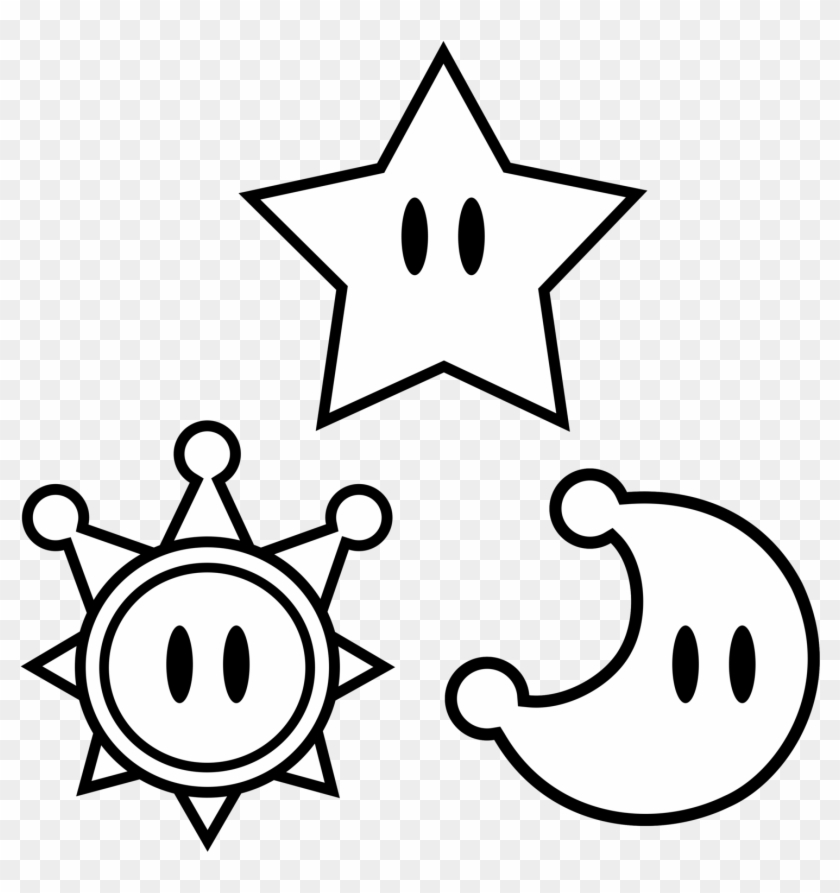 Power Star, Sun, And Moon Vector By Greenmachine987 - Shape Coloring #361224