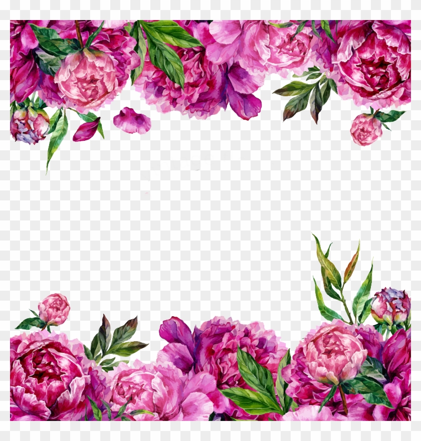 Wedding Invitation Flower Greeting Card Peony - Floral Border Pink Purple #361256