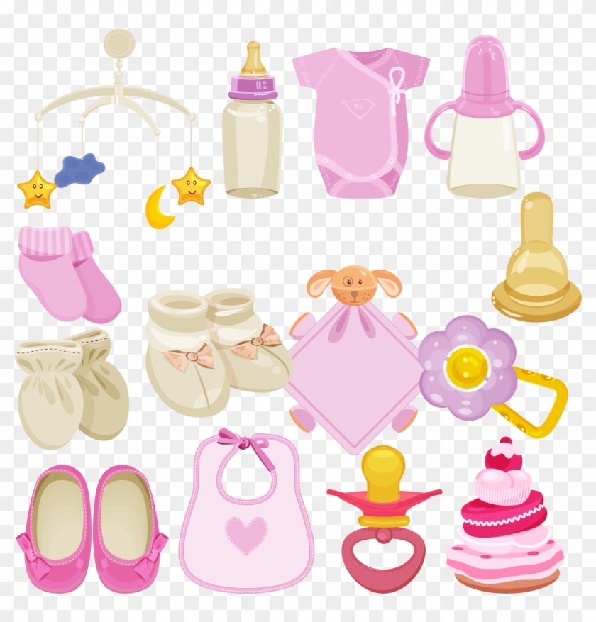 Shower Set, Baby Girl Shower, Candle, Illustration, - Illustration #361351