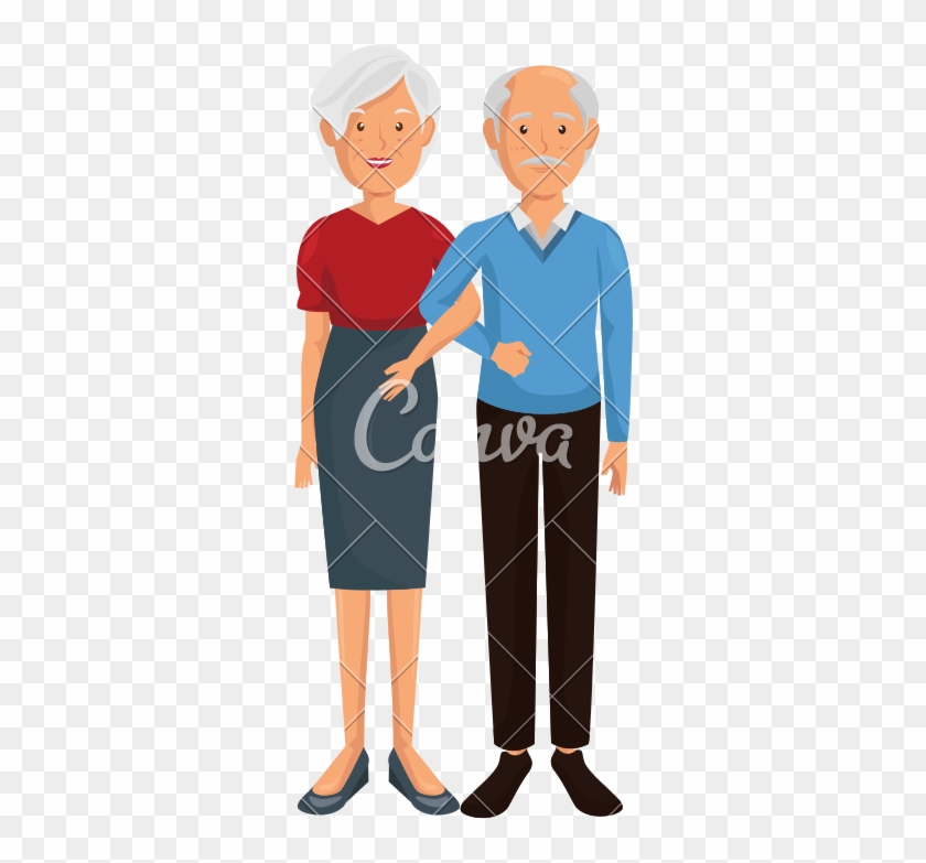 Cartoon Old Couple Icon - Illustration #361454