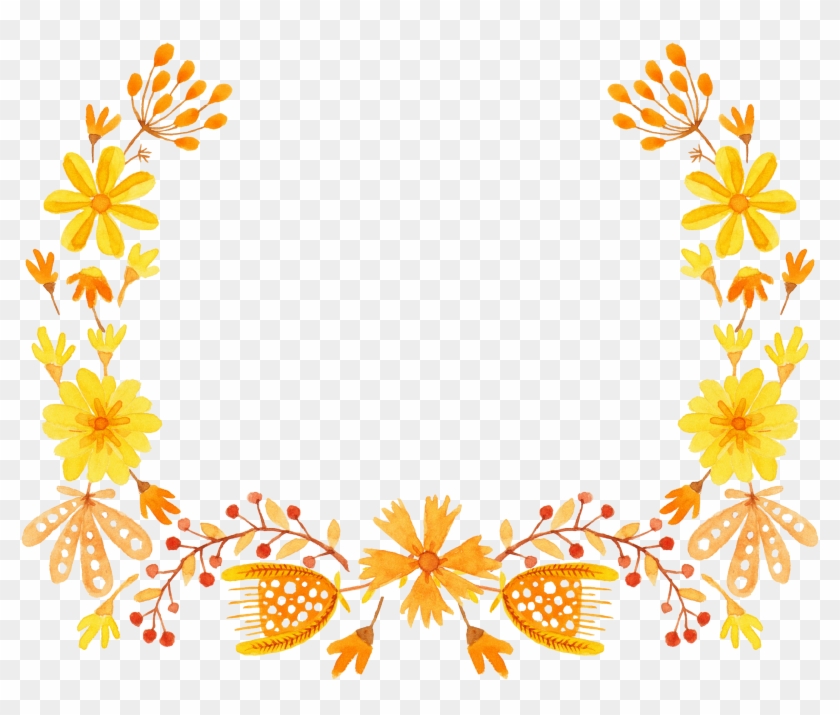 Yellow Flower Semicircle Clip Art - Yellow Flower Border Png #361481