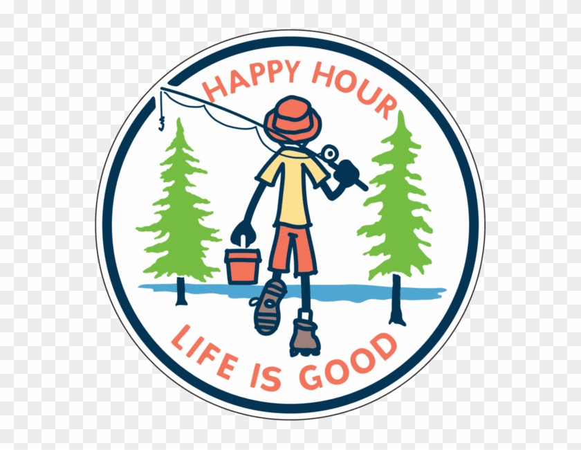 Lig Happy Hour Sticker - Life Is Good Unisex Adirondack Sticker, Cloud White, #361901