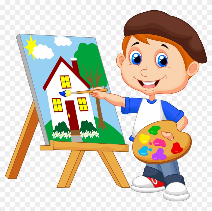 Boy Painting Clipart - Child Painting Cartoon #361972