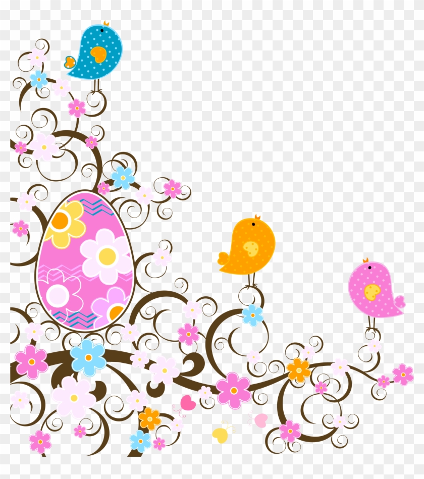 Easter Decoration With Flowers Png Transparent Clipart - Easter Transparent Clipart #362828
