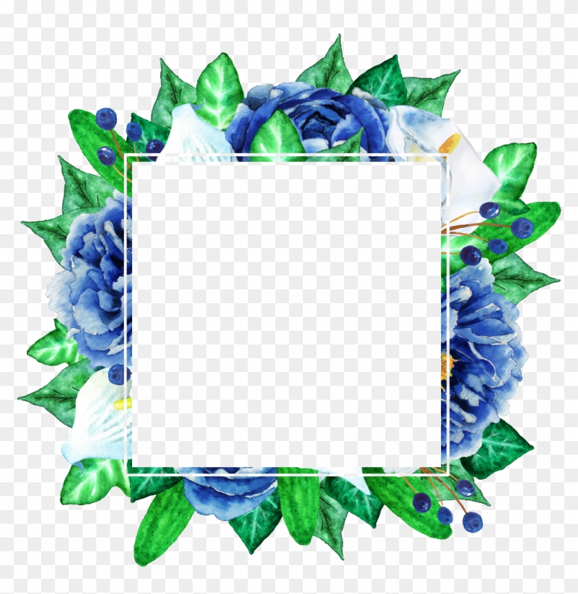 Ftestickers Flowers Frame Transparent Spring Springtime - Free Blue Watercolor Flower Bouquet #362851
