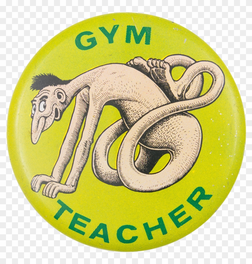 Basil Wolverton Gym Teacher - Humorous Vintage Gym Teacher Funny Face Creature Pinback #362899