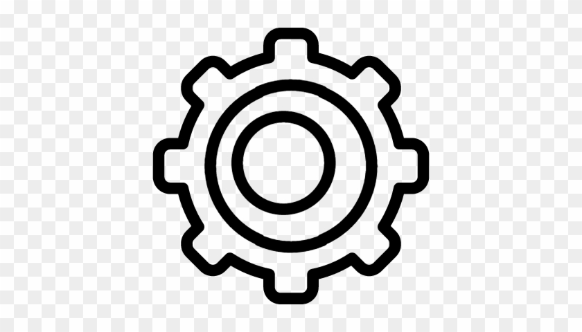 Settings Gear Symbol Outline In A Circle Vector - Icon #363190