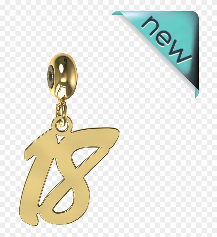 Yellow Gold Number Eighteen Charm - Sterling Silver #363366