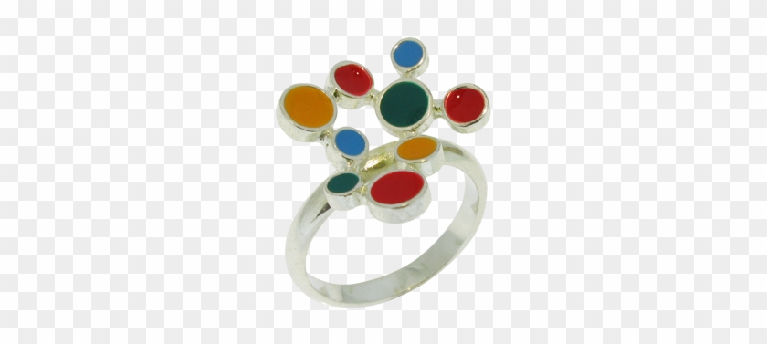 Sterling Silver Multi-coloured Enamel Ring - Ring #363370