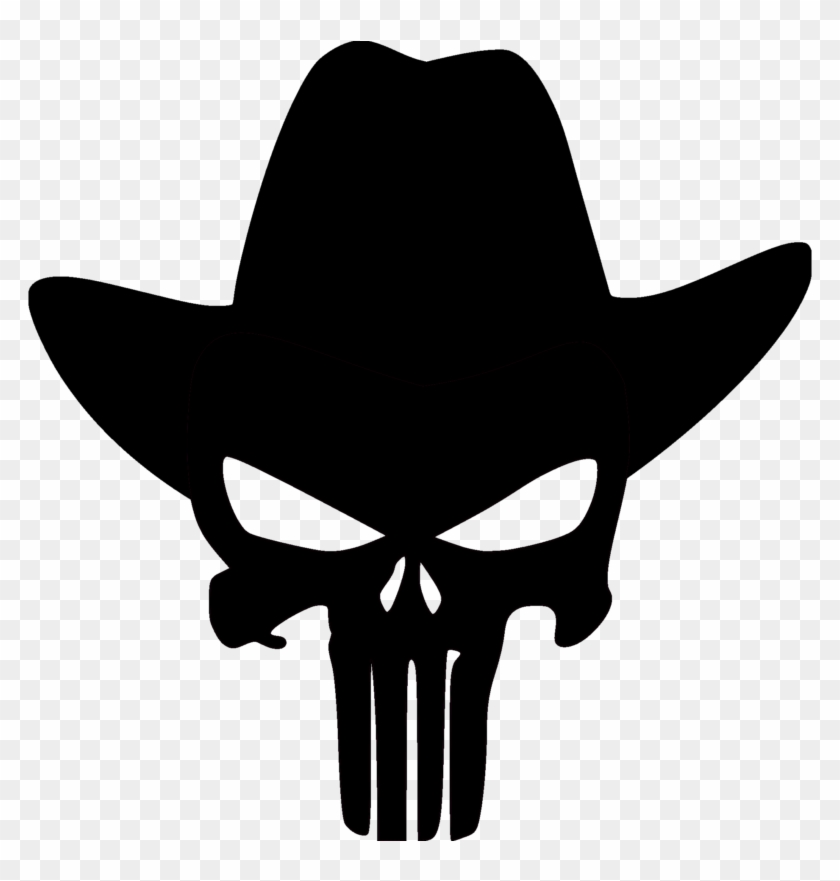 Free Cowboy Hat Clipart Black And White Hd Images Download - Punisher Skull Svg #363815