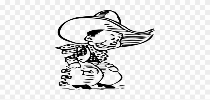 Books Coloring Thumbnail Size Black White Cowboy Rope - Cowboy Black And White Cartoon #363837