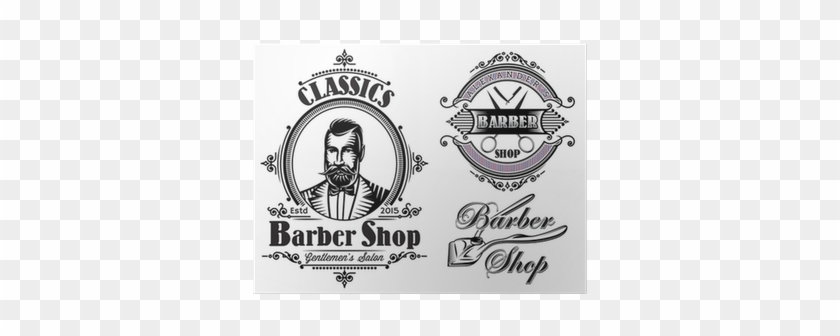 Set Of Emblems On A Theme Barber Shop Poster • Pixers® - Logos Barber Shop Gentleman #364088