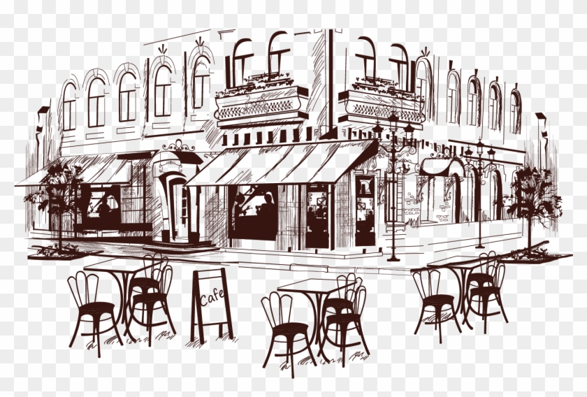 Coffee Cafe Drawing Illustration - Coffee Cafe Drawing Illustration #364173