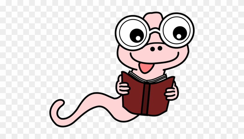 Cartoon Worm Holding Book - Funny Book Clip Art #364124