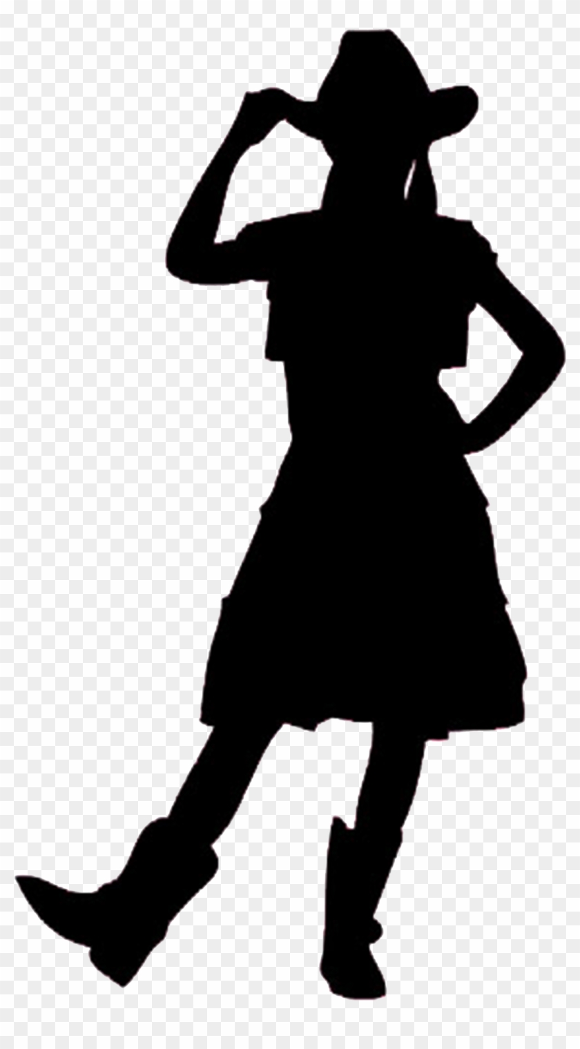 Silhouette Cowboy Woman On Top Clip Art - Silhouette Cowgirl Hat Clip Art #364374