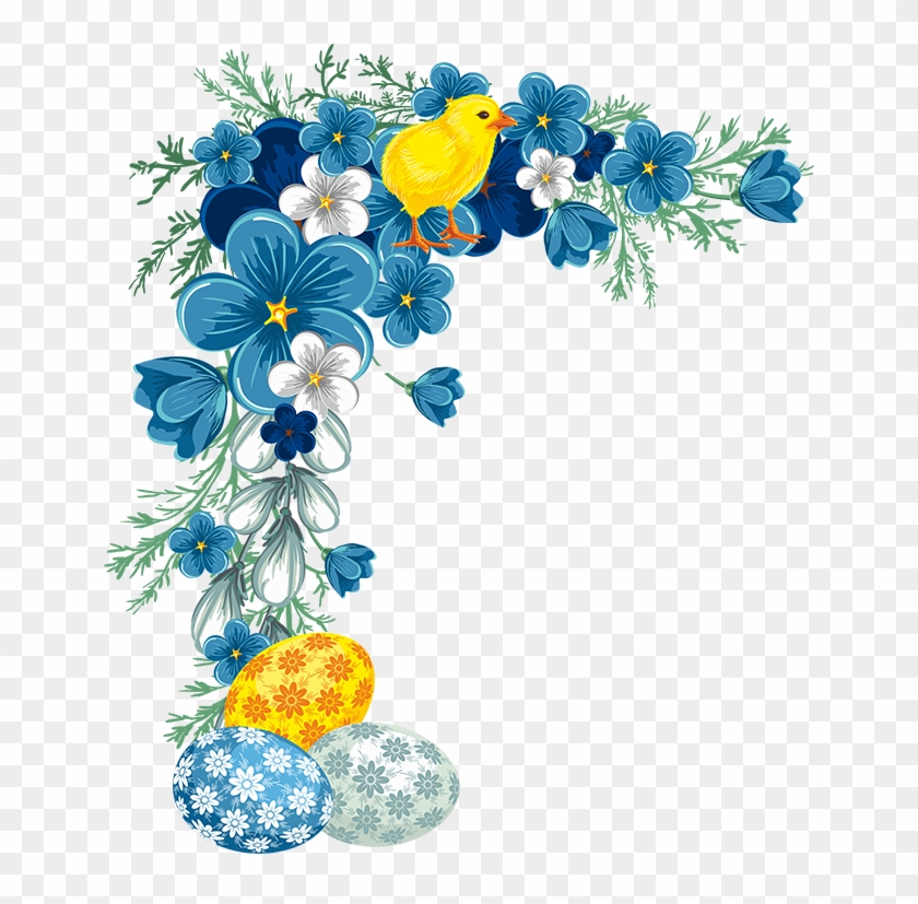 Easter Corner / Border - Blue Flower Border Png #364342