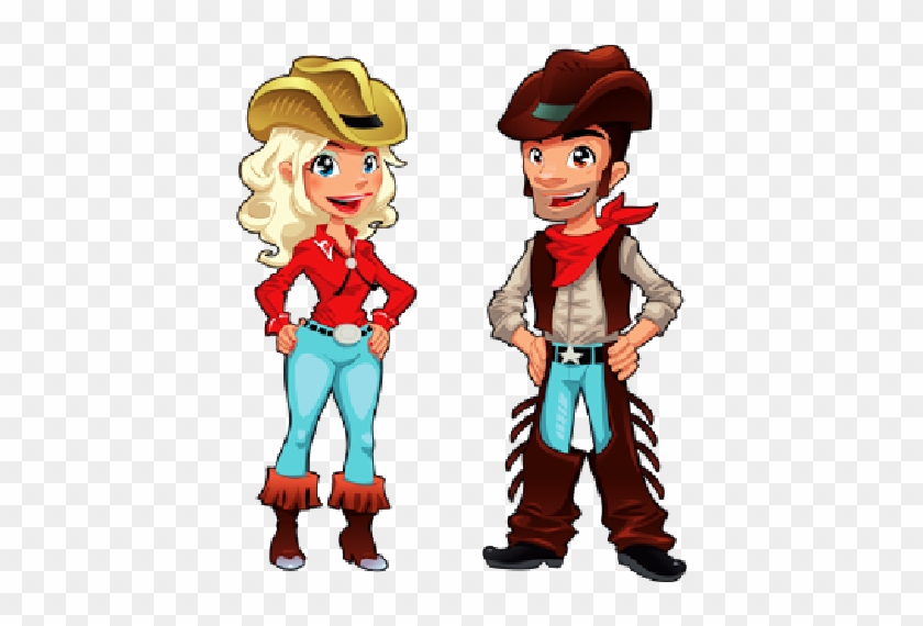 Cowgirl And Cowboy - Cartoon Cowboys And Cowgirls #364386