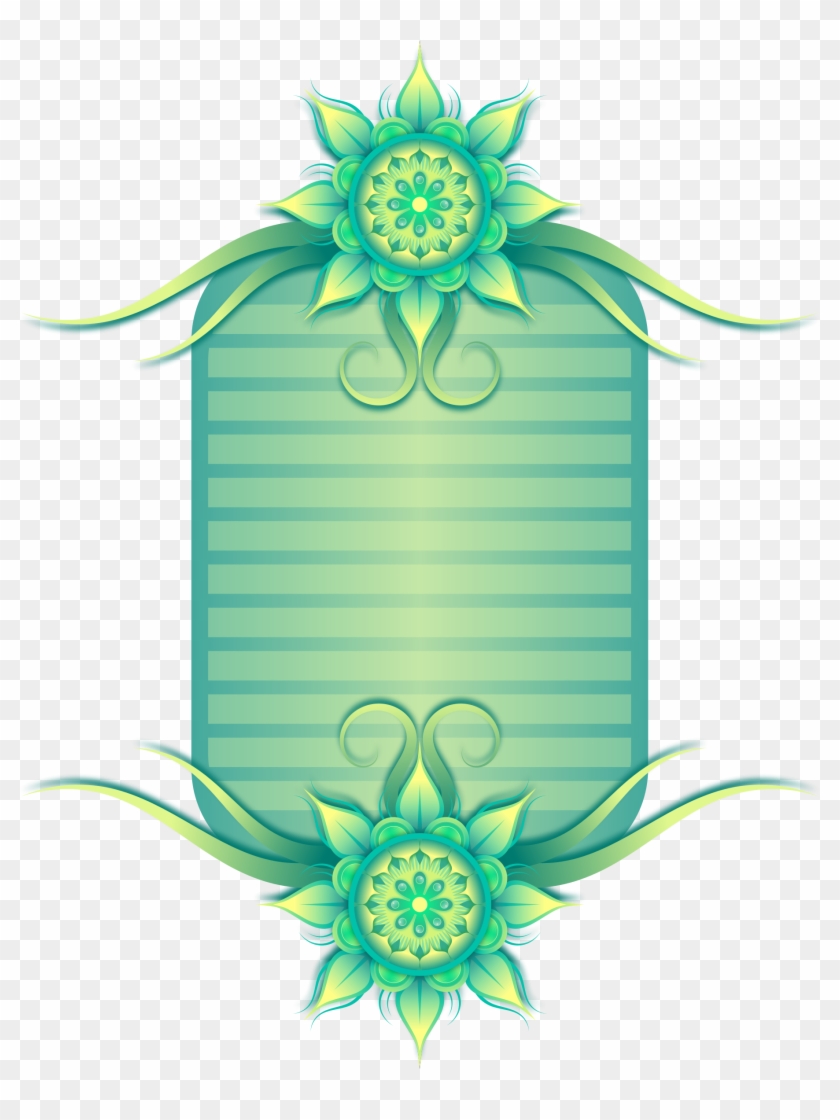 Big Image - Green Flower Border Png #364393