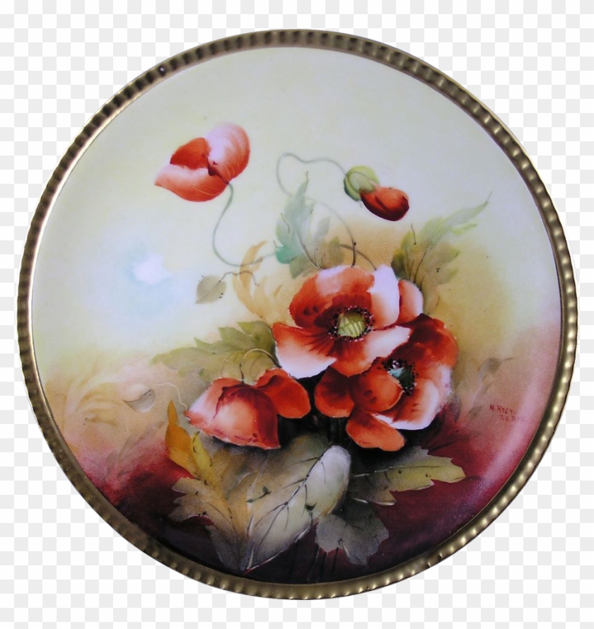 Coiffe Limoges Donath Studio Poppy Motif Plate - Bouquet #364406