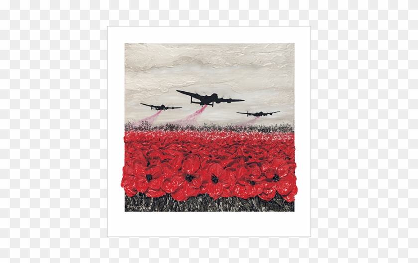 Raid Of Remembrance Limited Edition Print - Lancaster Bomber Poppies Painting #364418