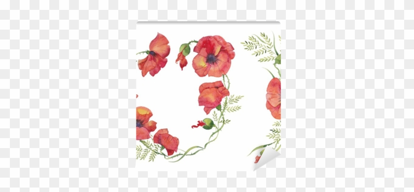 Red Poppies Illustration Of Watercolor, Set, Wreath, - Маки Иллюстрации #364424