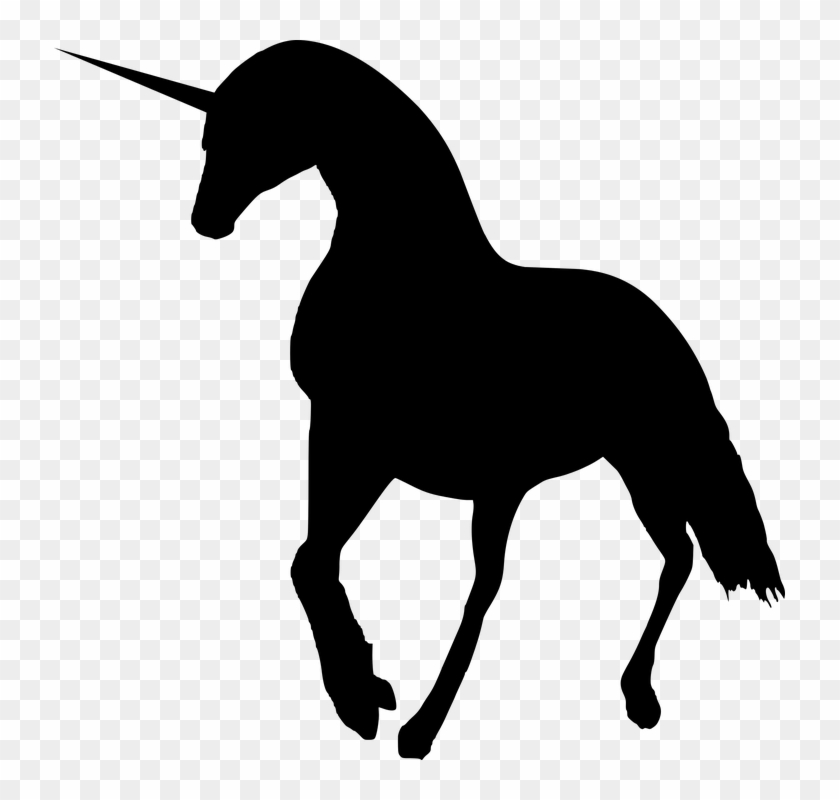 Silhouette, Unicorn, Horse, Running, Wiled - Силуэт Единоров Png #364536