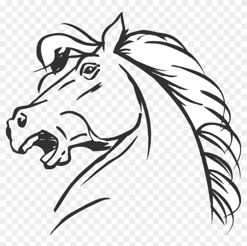 12 Horse Head Black And White Vectors [eps File] - Wall Decal #364826