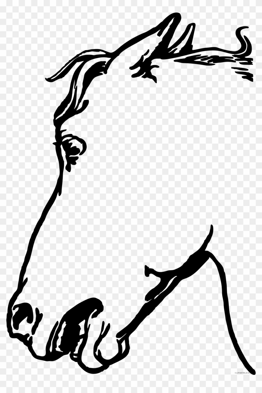 Horse Head Animal Free Black White Clipart Images Clipartblack - Gambar Sketsa Kepala Kuda #364842