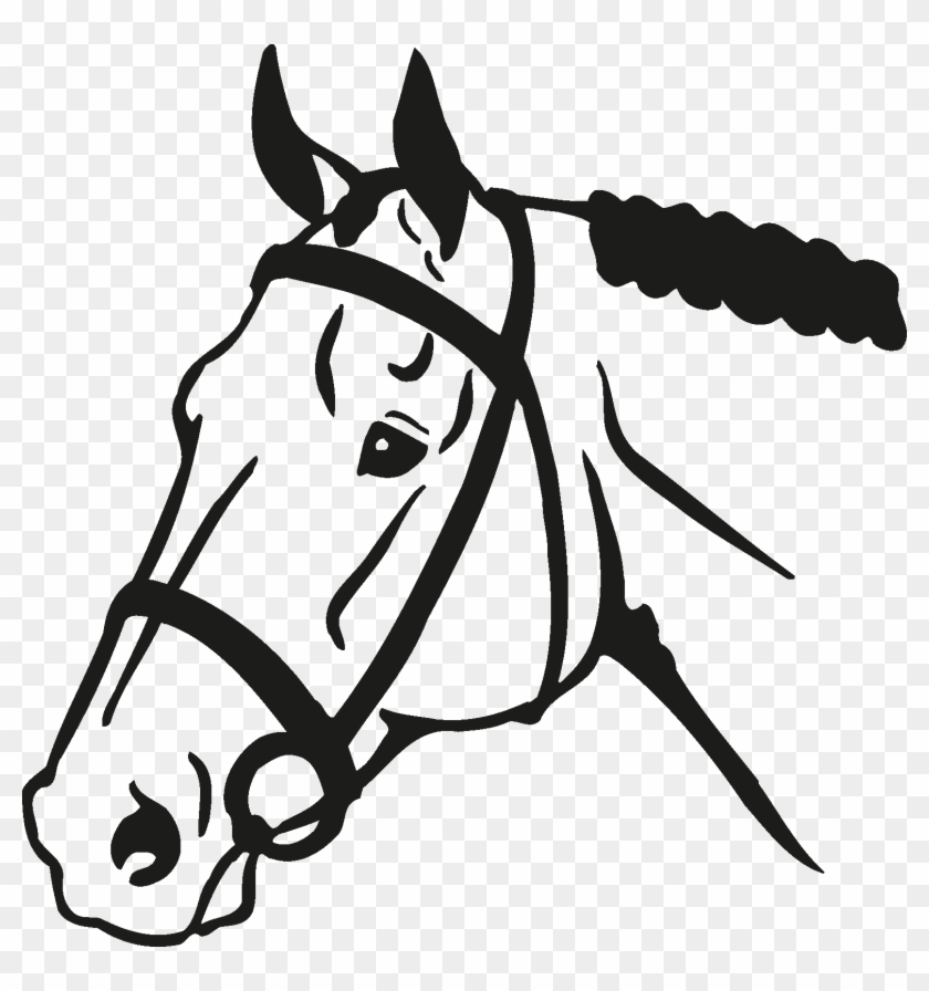 horses face black and white clipart