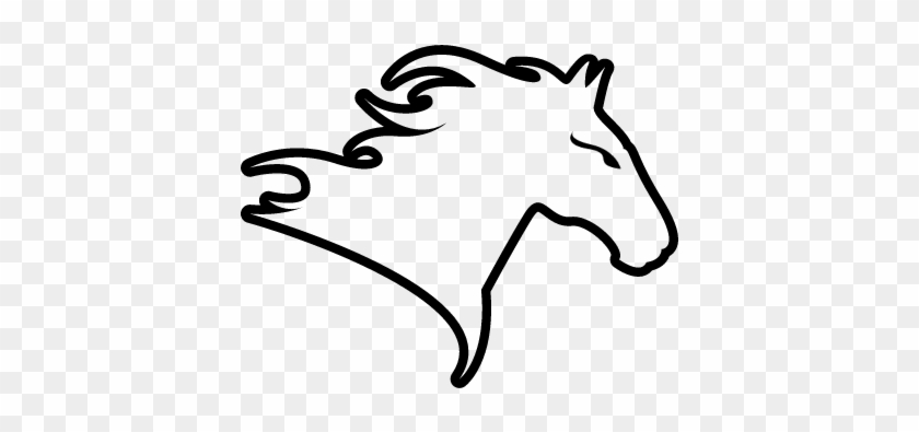 Horse Head Facing Right Outline Variant Vector - Horse #364876