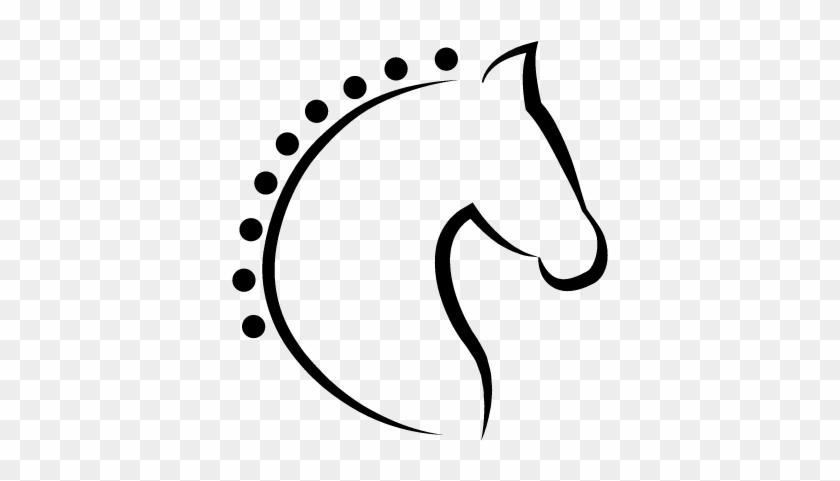 Horse Head With Dots Hair Outline Vector - Horse Head Svg #364879