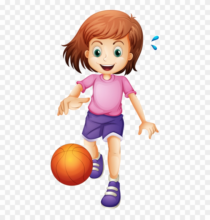 Little Girl Playing Basketball - Sports Girl Clipart #365020